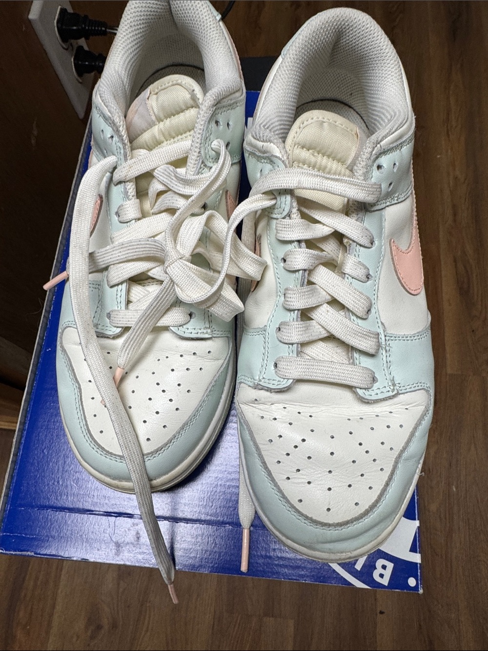 Nike Low-Top Sneakers in White, Light Blue & Pink